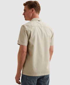 Heren overhemd korte mouw beige