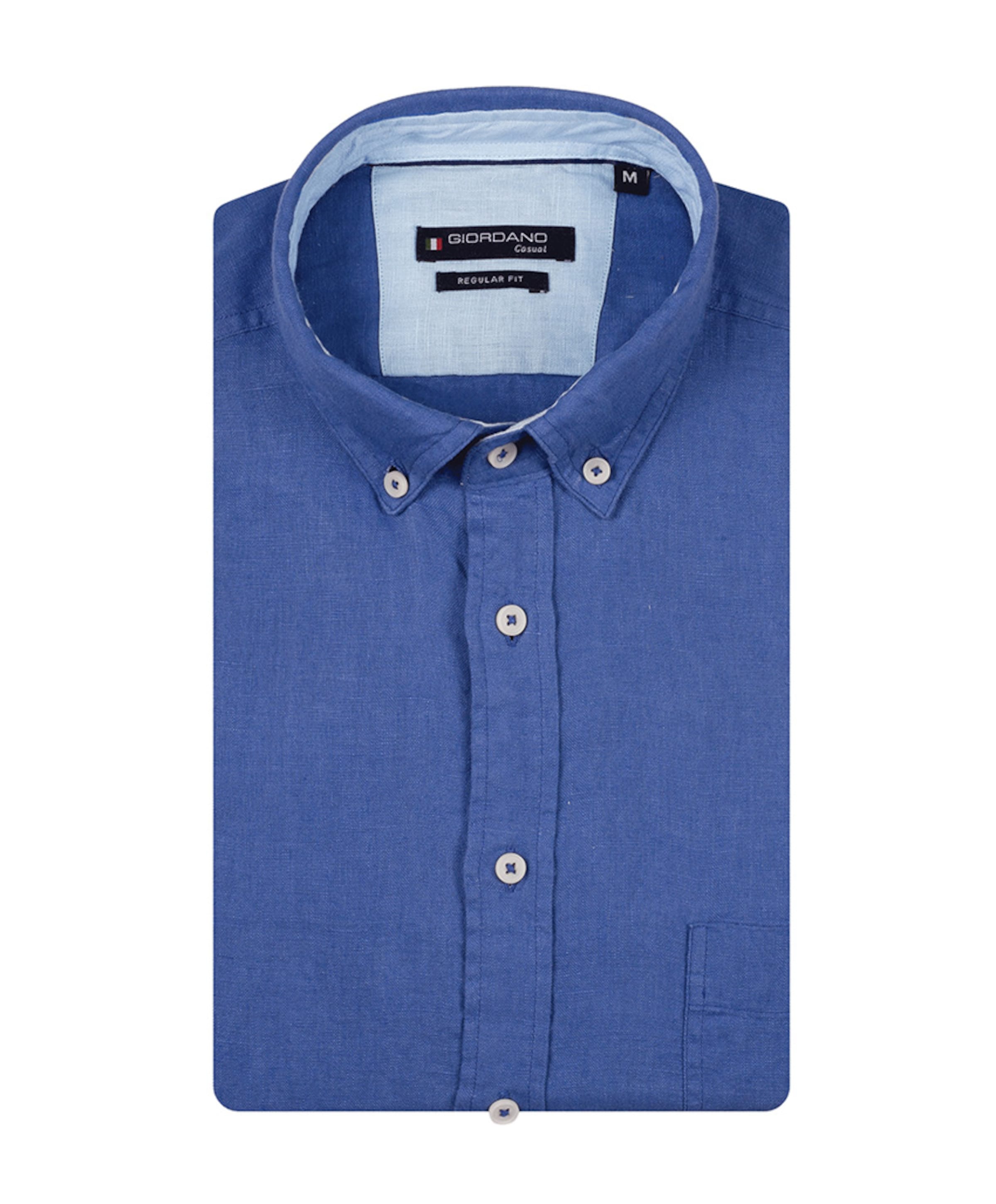 Heren overhemd korte mouw blauw