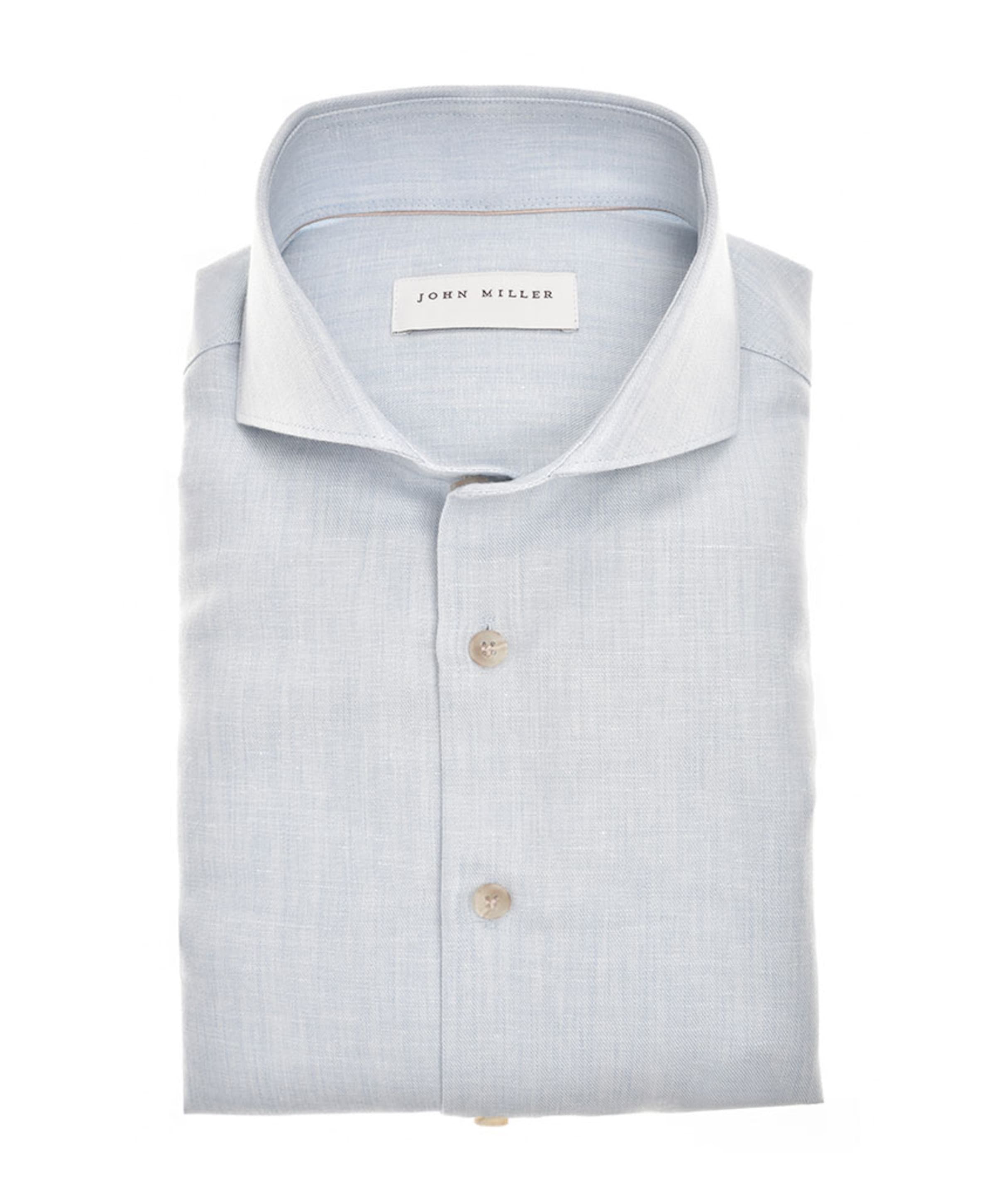 Heren overhemd lange mouw blauw