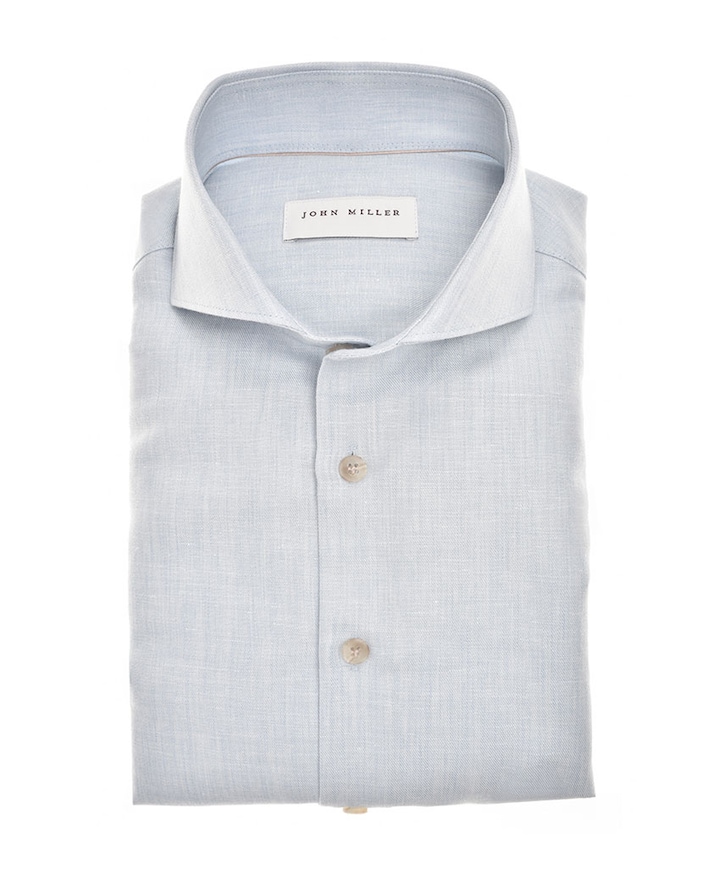 Heren overhemd lange mouw blauw