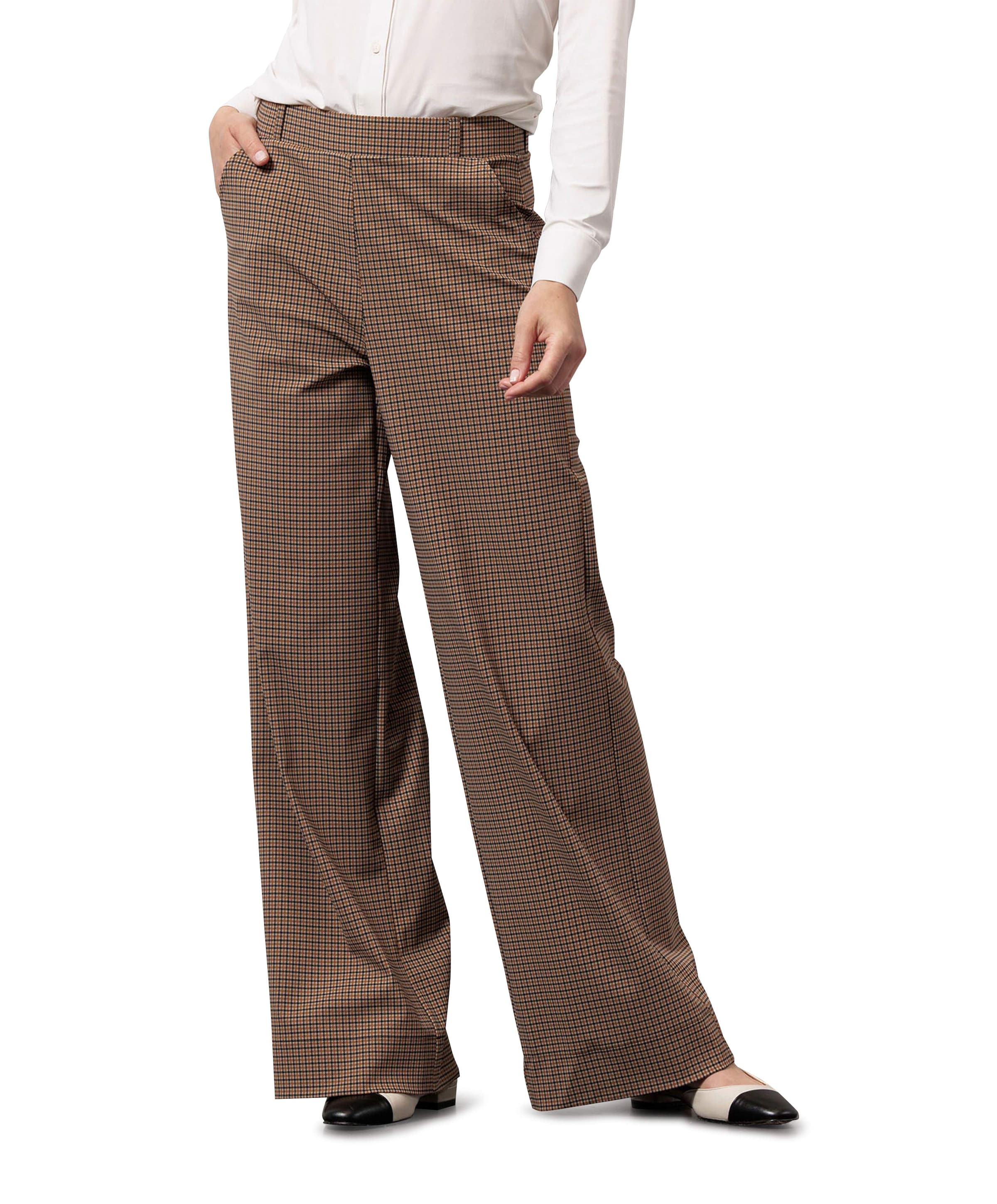 Lexie check broek beige