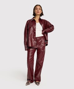 FAUX LEATHER broek bordeaux