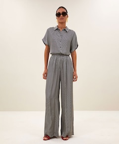 benji silky stripe dames broek zwart