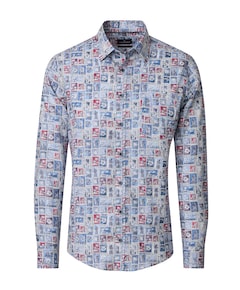 Heren overhemd lange mouw blauw