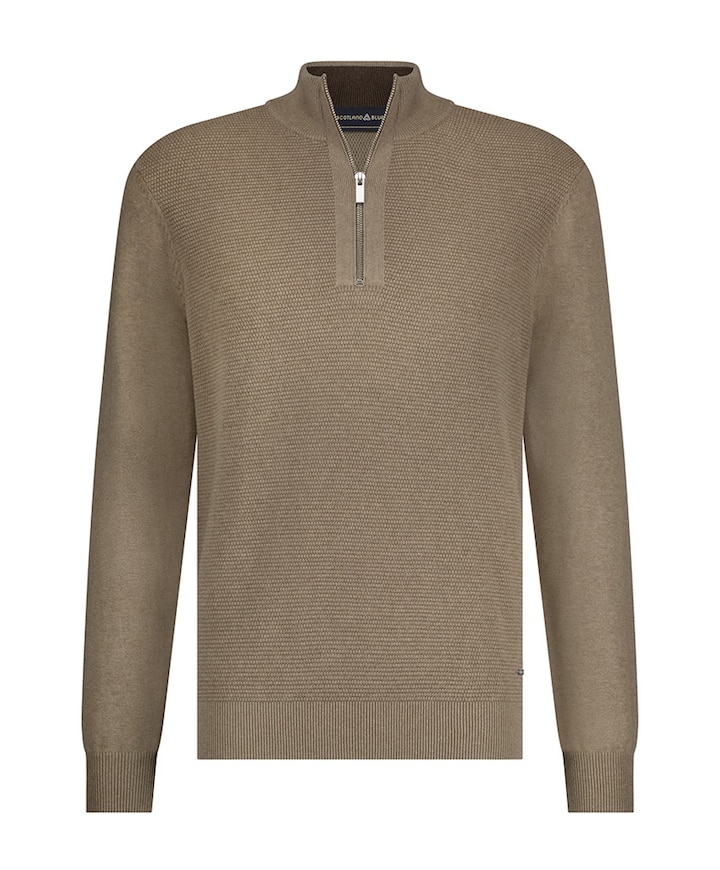 Heren trui met rits beige