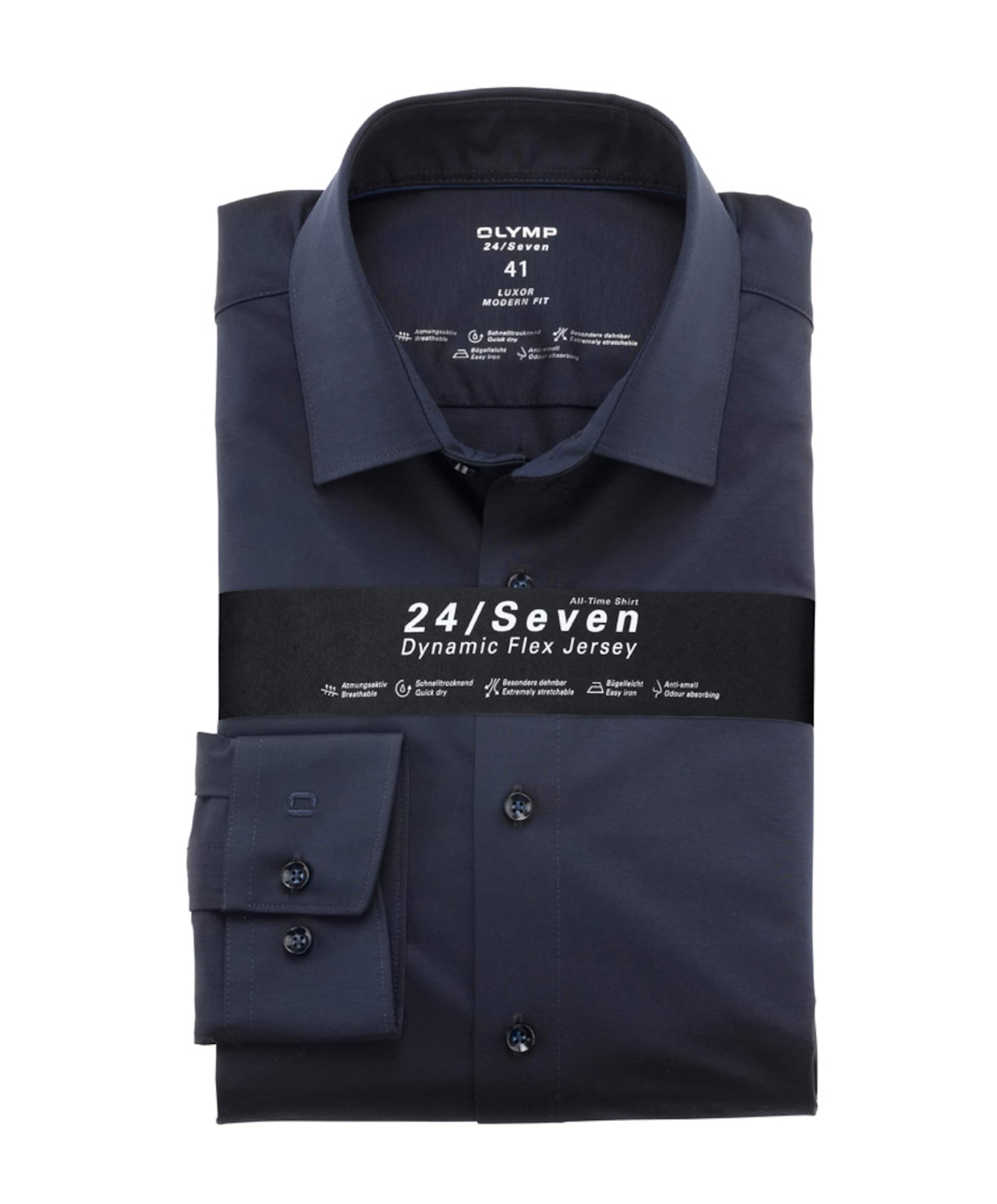 Heren overhemd lange mouw blauw