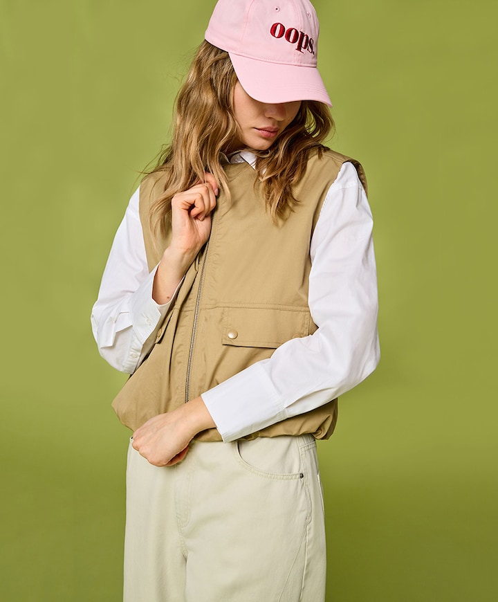 Dames gilet beige