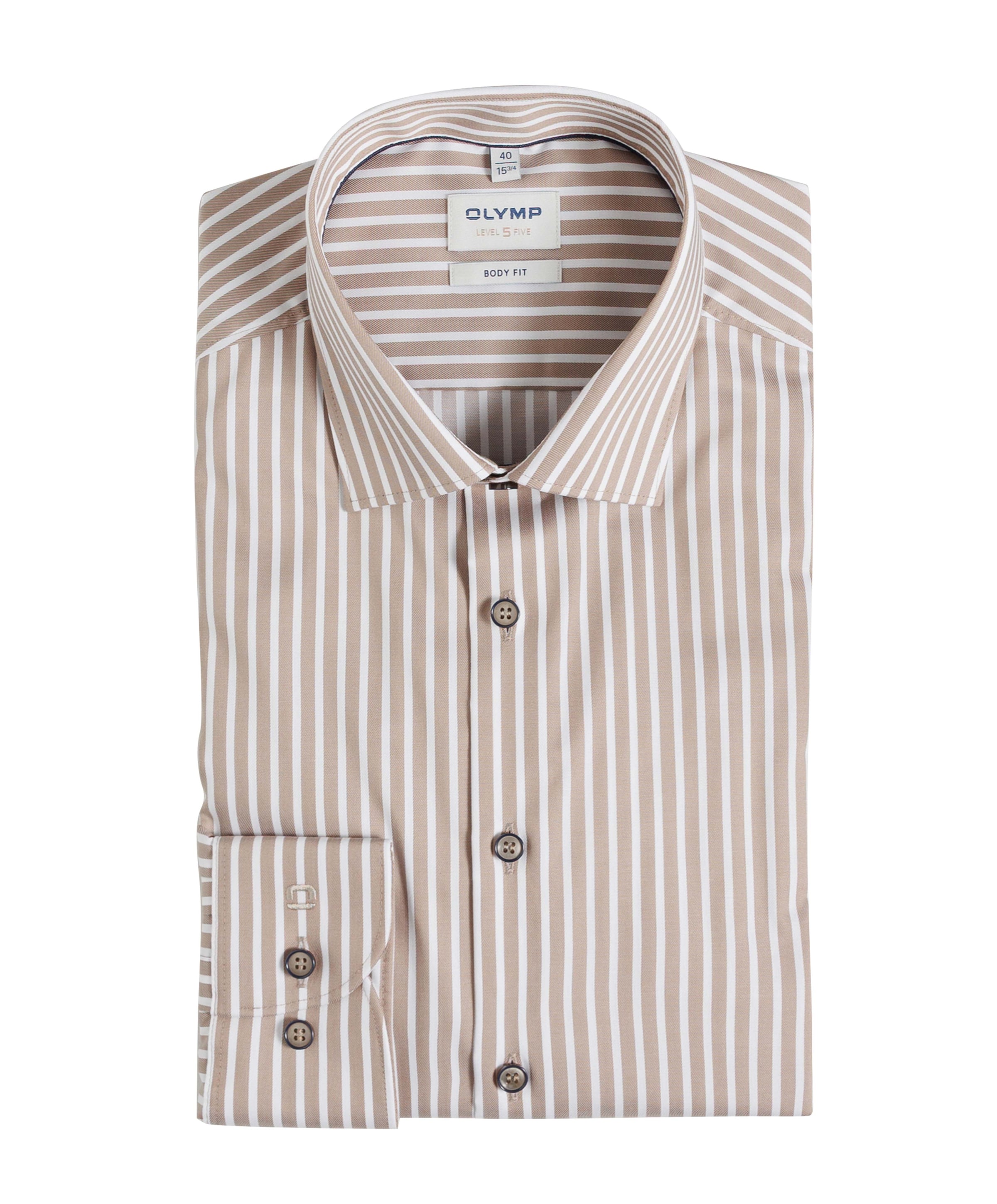 Heren overhemd lange mouw beige