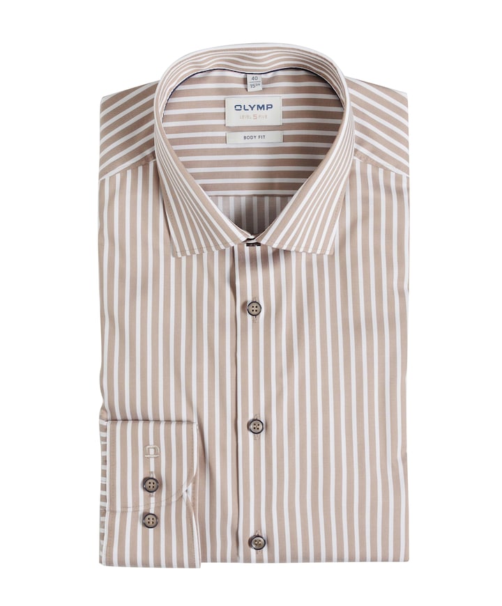 Heren overhemd lange mouw beige