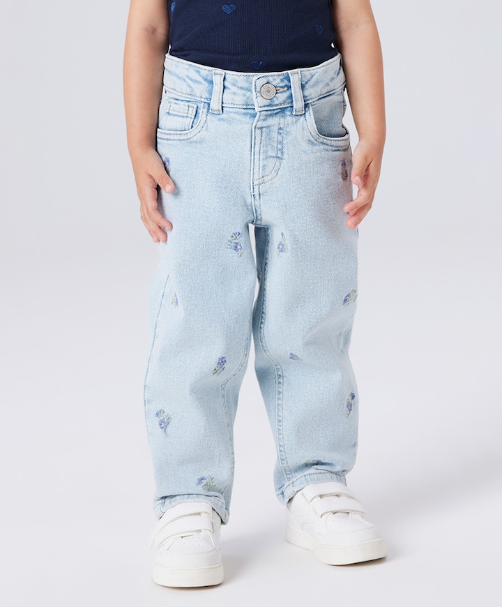NMFBELLA MOM EMB JEANS 1224-FR NOOS meisjes jeans blauw