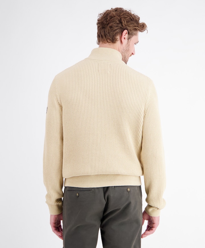 Heren trui met rits beige