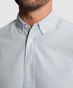 Heren overhemd lange mouw blauw