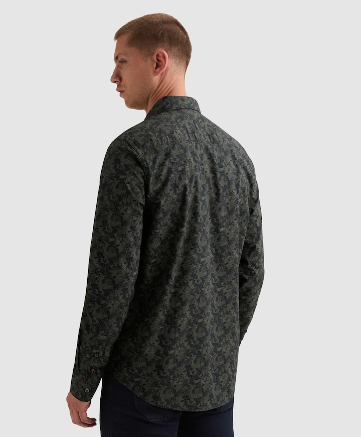 Heren overhemd lange mouw blauw
