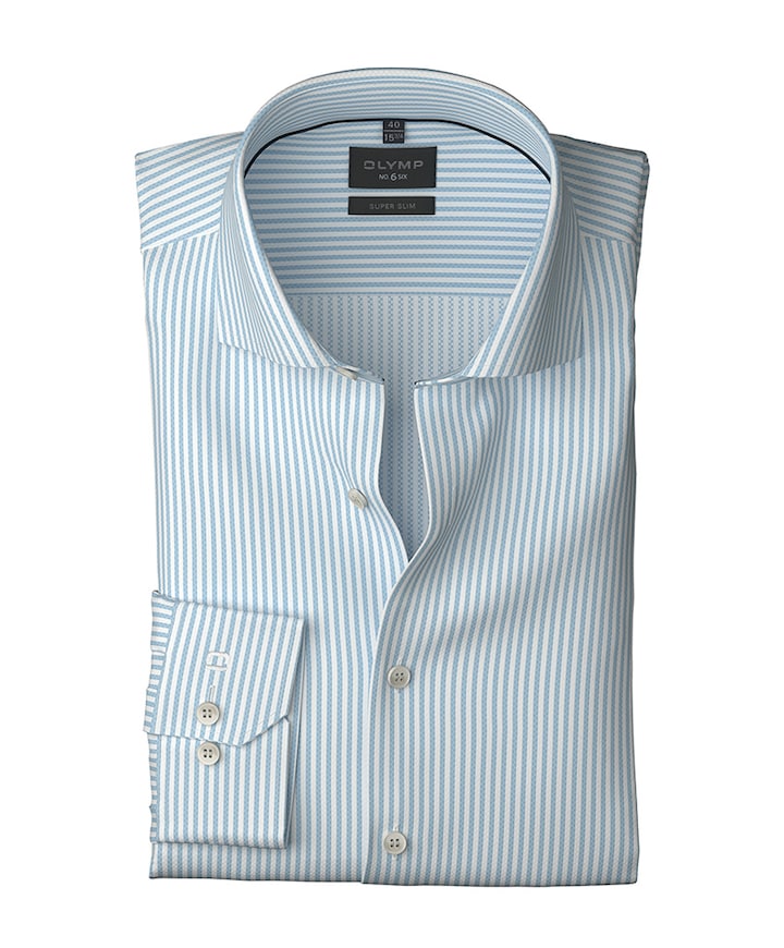 Heren overhemd extra lange mouw blauw