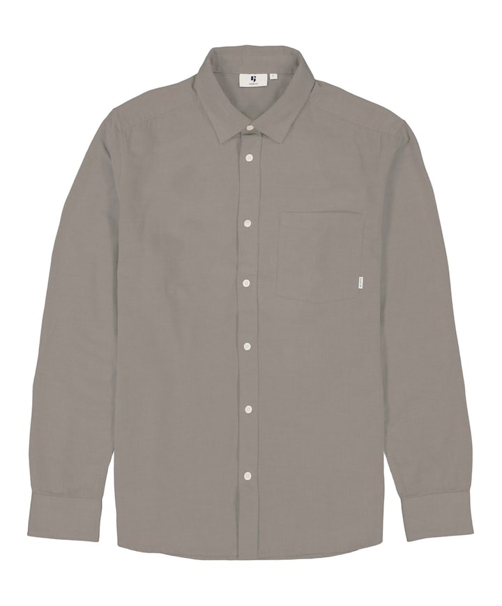 Heren overhemd lange mouw beige
