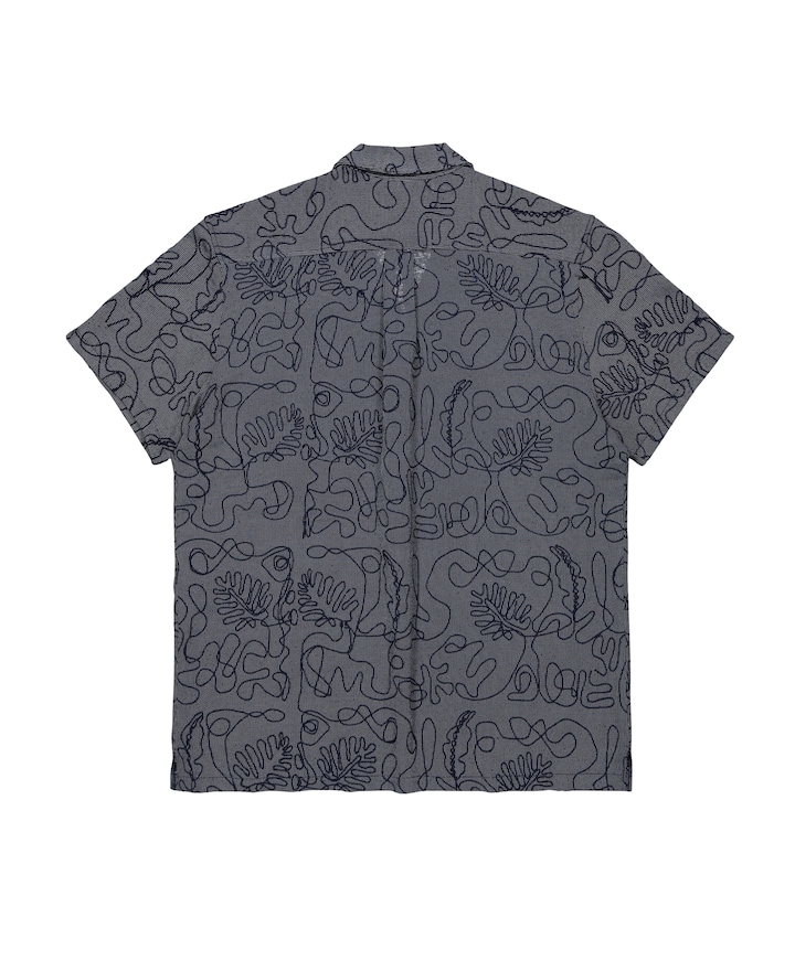 Heren overhemd korte mouw blauw