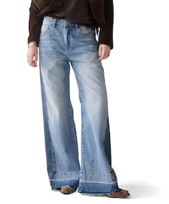 Wide leg Vintage cotton twill dames jeans blauw