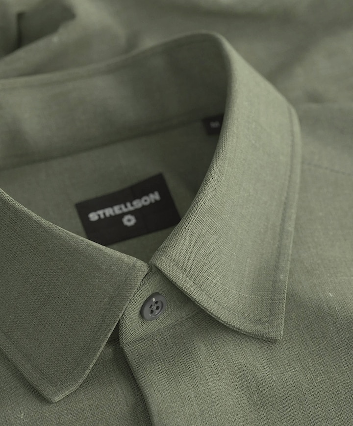 Heren overhemd lange mouw groen