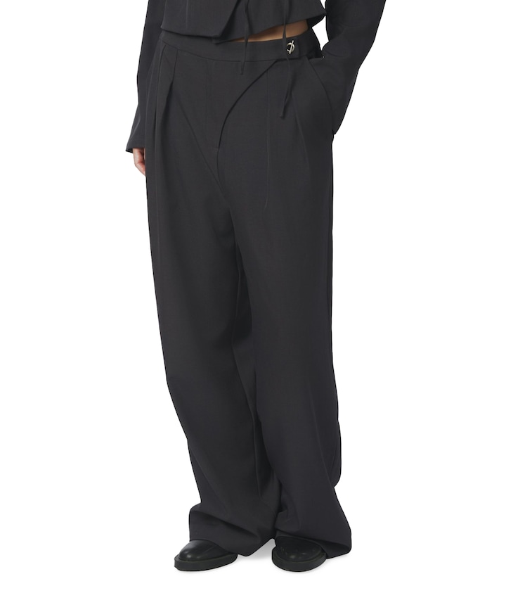 Zalka Eyelet dames broek grijs