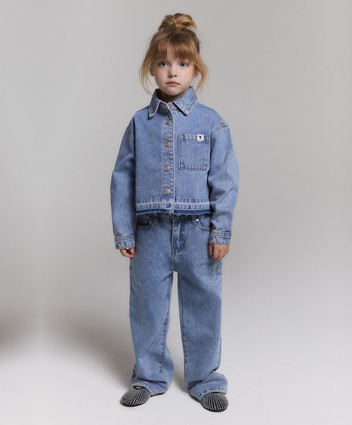 woven flowy denim meisjes jeans blauw