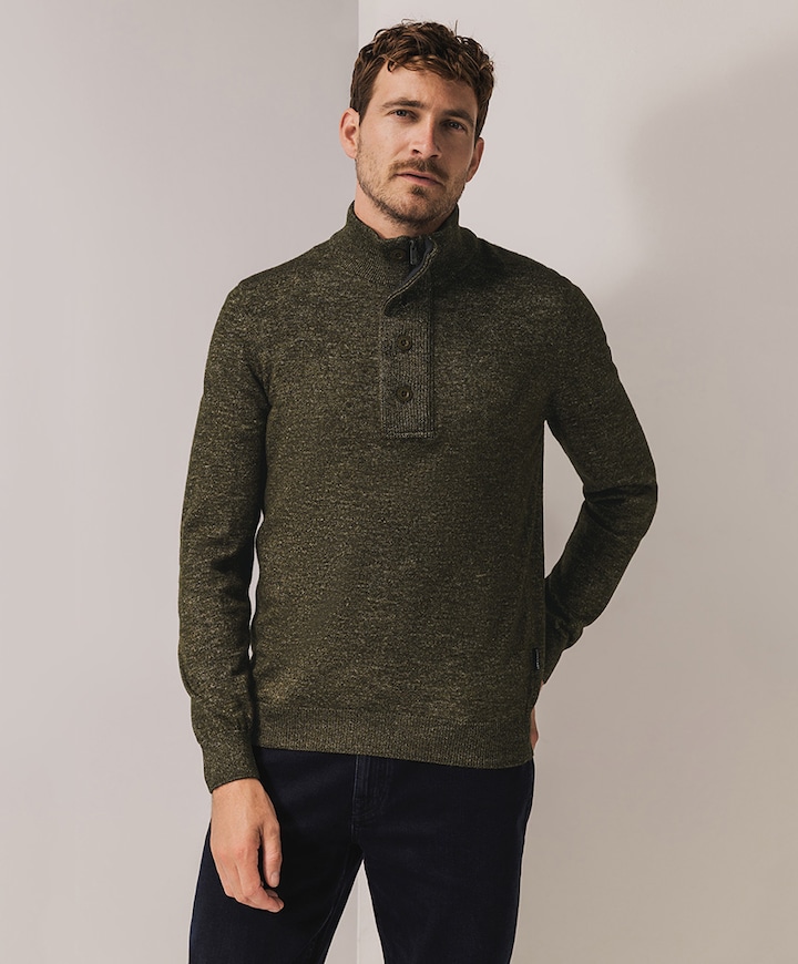 Heren trui met rits bruin