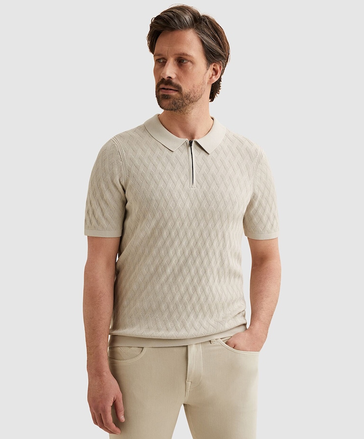 Heren polo beige
