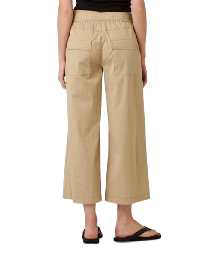 Mara Wide Leg Cropped Pocket dames broek beige