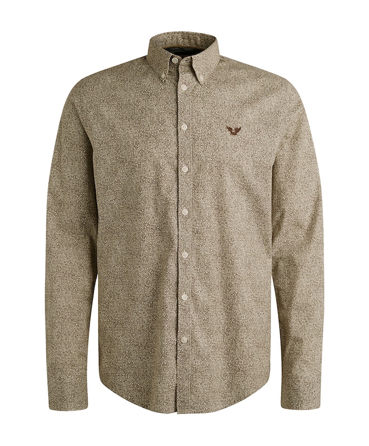 Heren overhemd lange mouw bruin