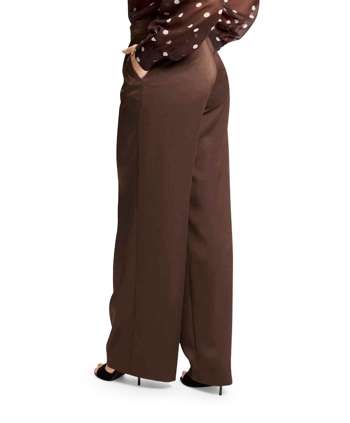 Satin mit geradem Bein dames pantalon bruin