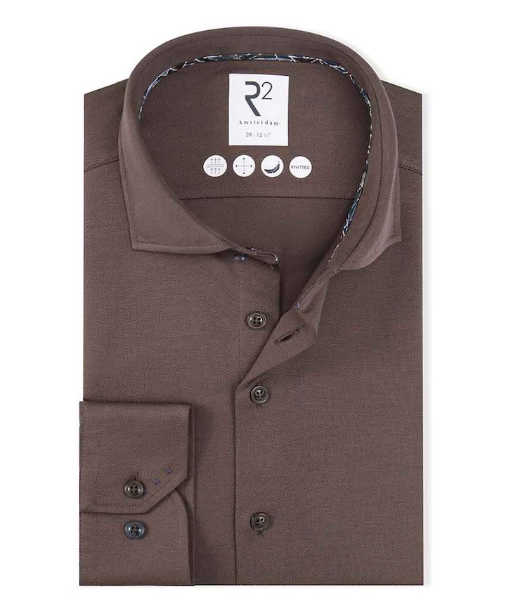 Overhemd lange mouw bruin