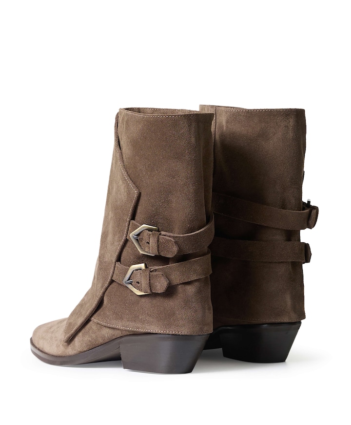 dames enkellaarzen beige
