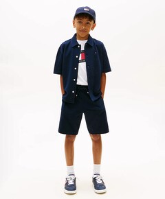 Jongens overhemd korte mouw blauw