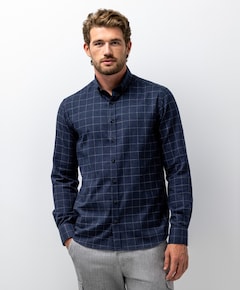 Heren overhemd lange mouw blauw