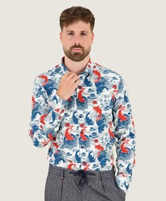 Heren overhemd lange mouw blauw