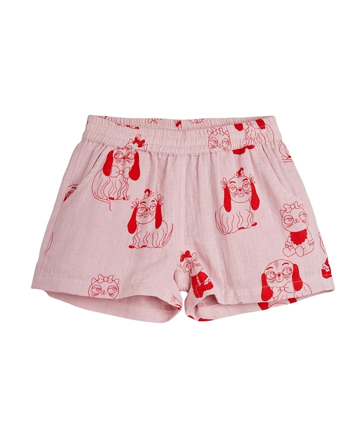 Minibabies woven meisjes korte broek roze