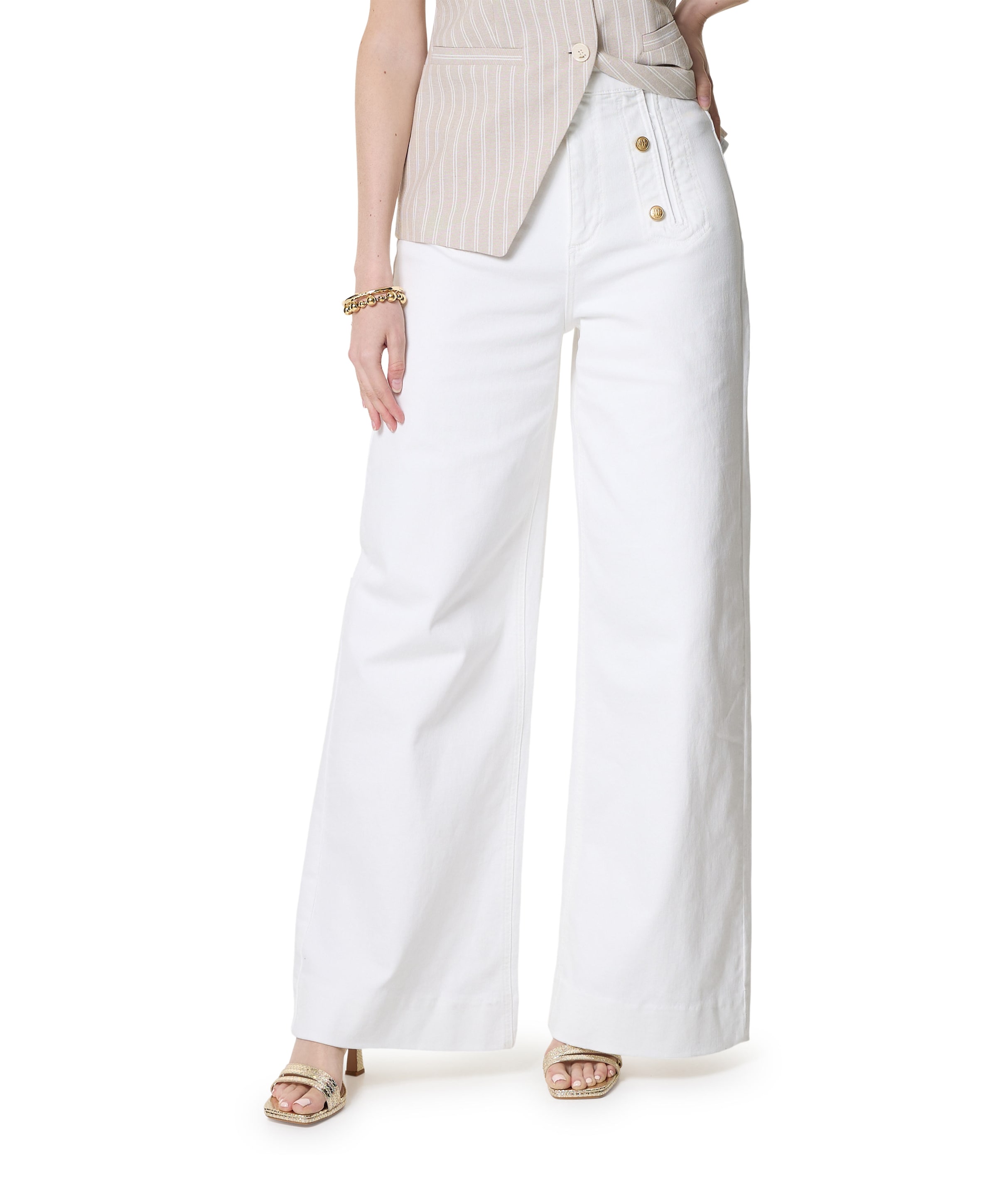 RUMO high-waisted wide leg dames jeans ecru