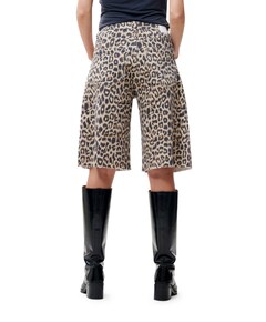 Loose fit leopard bermuda beige