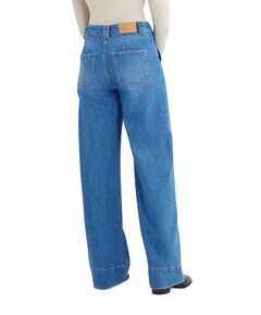 high waist wide leg dames jeans blauw