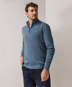Heren trui met rits blauw