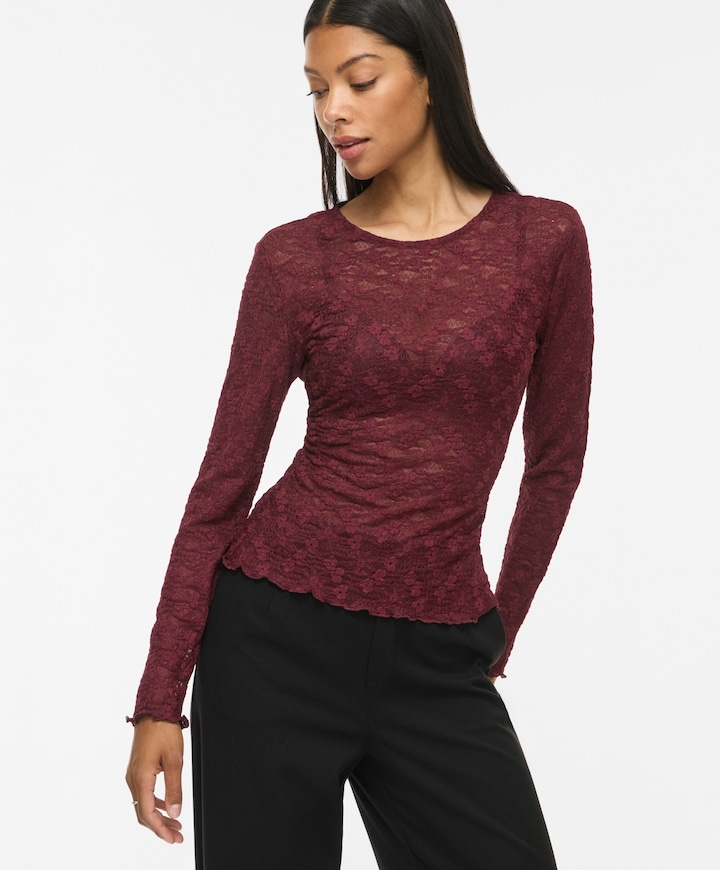 Dames longsleeve bordeaux
