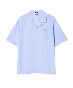 Heren overhemd korte mouw blauw