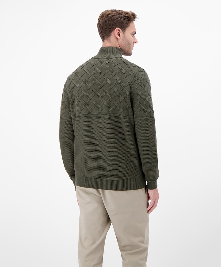 Heren trui met rits groen