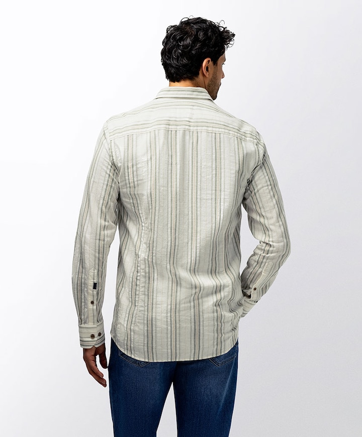 Heren overhemd lange mouw groen