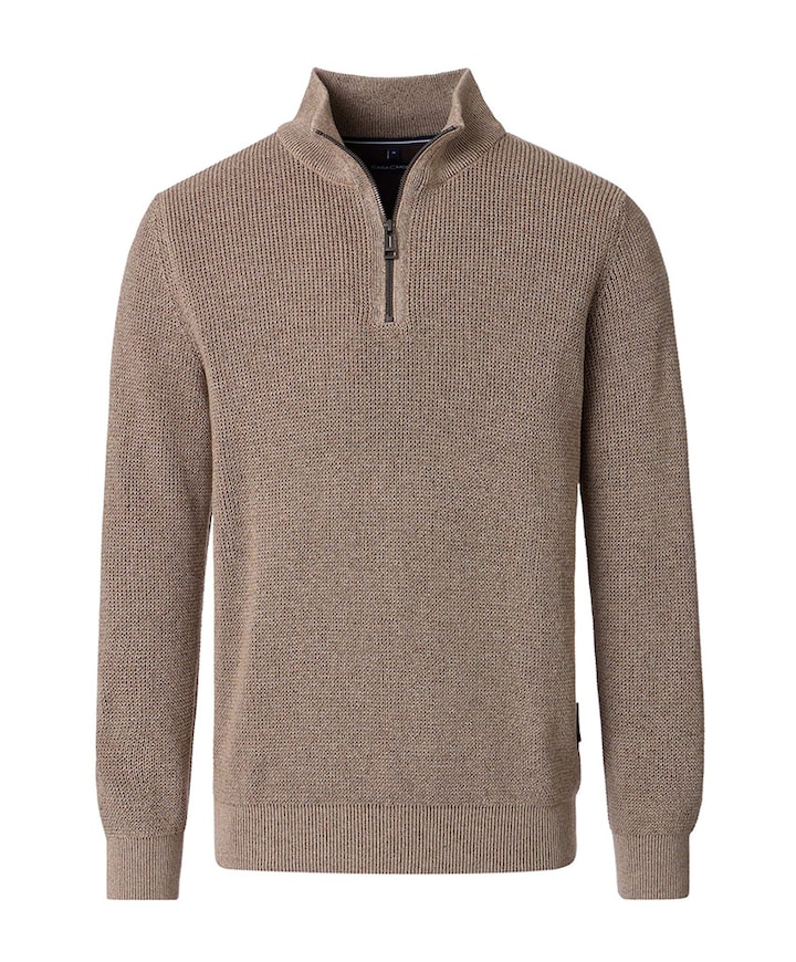 Heren trui met rits beige