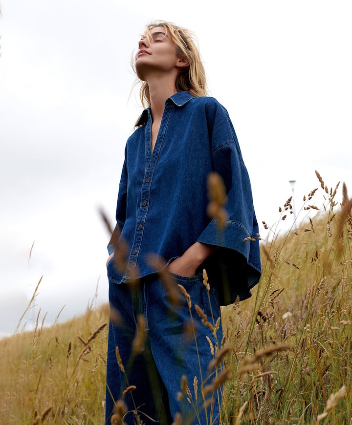 Jeans loose fit Light cotton twill dames jeans blauw