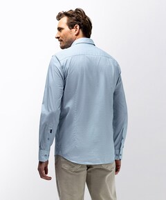 Heren overhemd lange mouw blauw