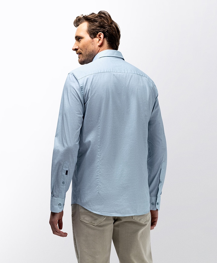 Heren overhemd lange mouw blauw