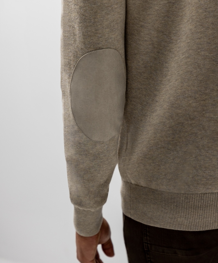 Heren trui met rits beige