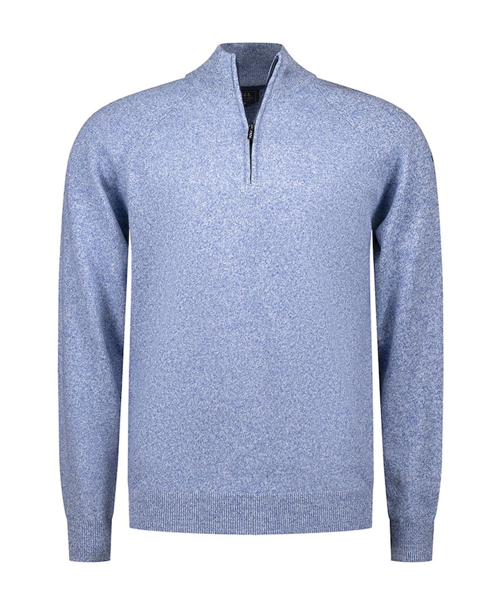 Heren trui met rits blauw
