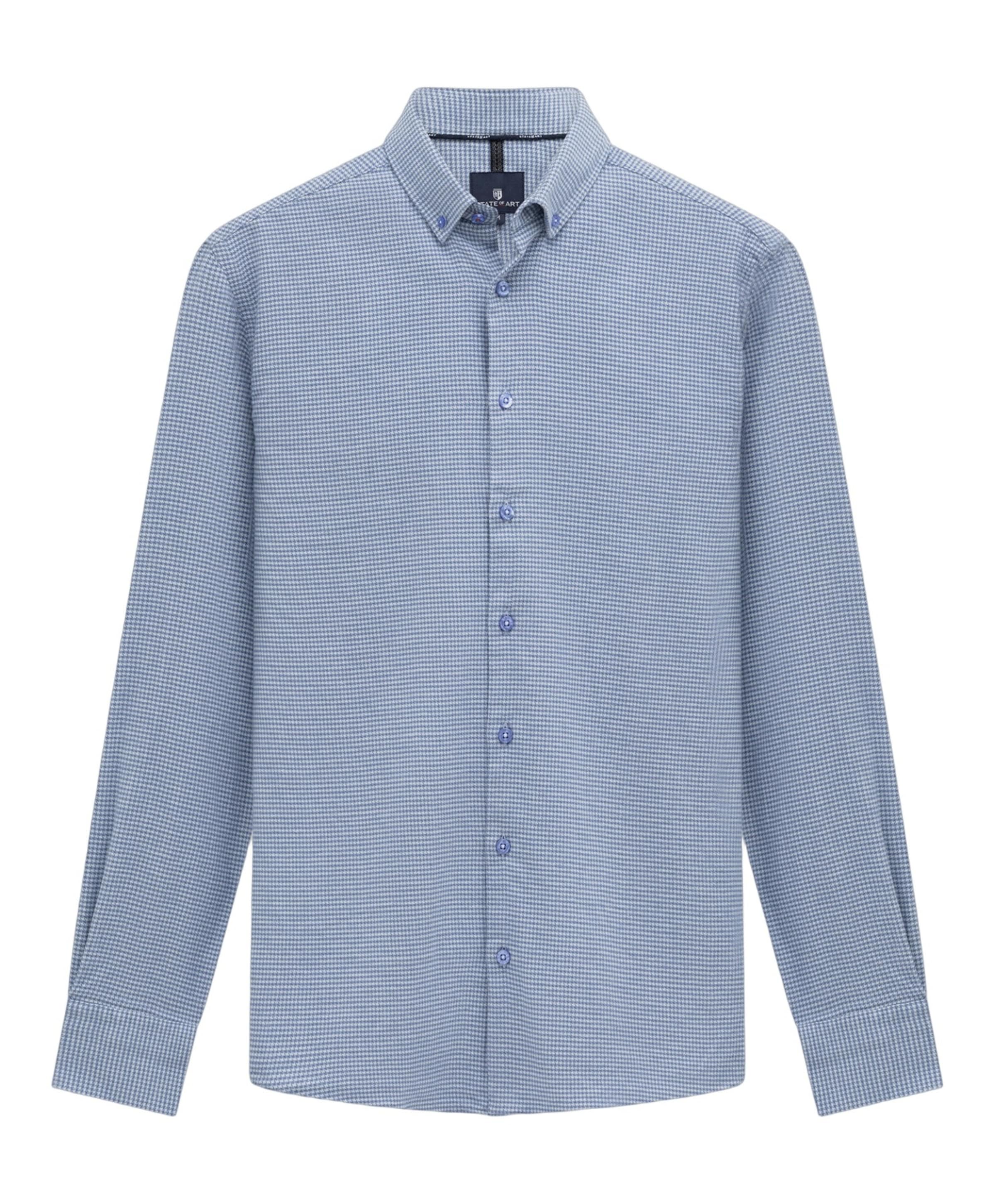 Heren overhemd lange mouw blauw